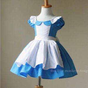 Custom Made Alice in Wonderland Dress - size 6. Headband included.